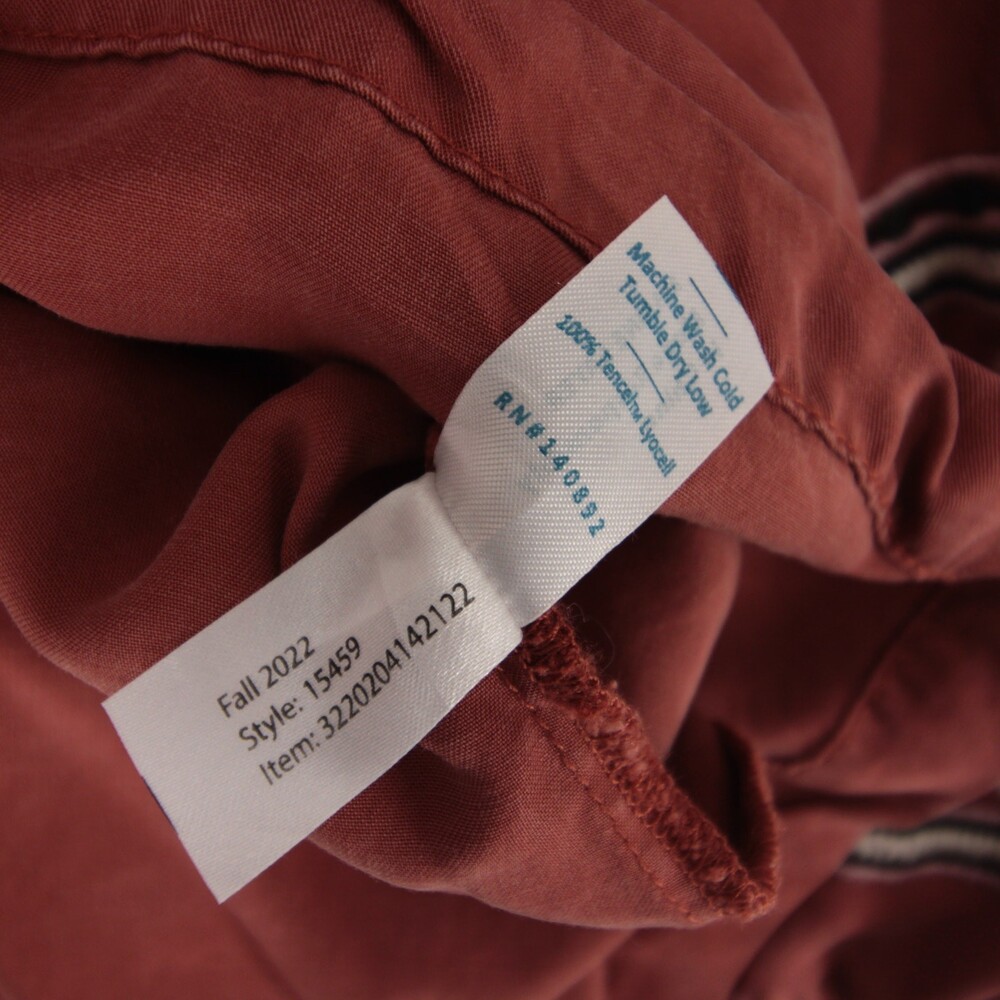 Marine Layer Archive Embroidery Blouse Womens S Maroon Boho Pleated Puff Sleeve - Picture 6 of 6
